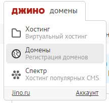 выбираем пункт Домены на хостинге Джино