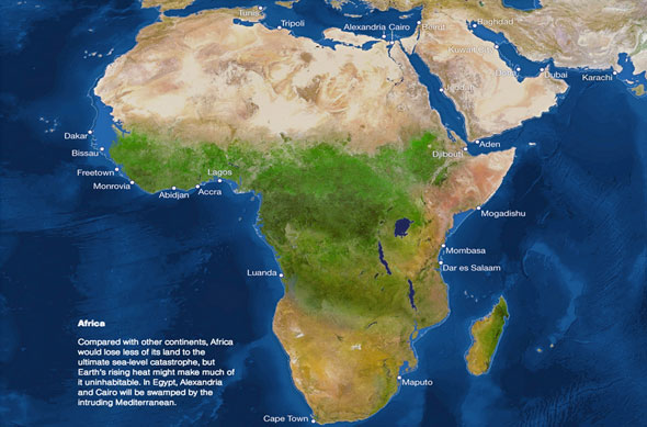 карта Африки после таяния льдов