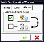 закладка Alarms